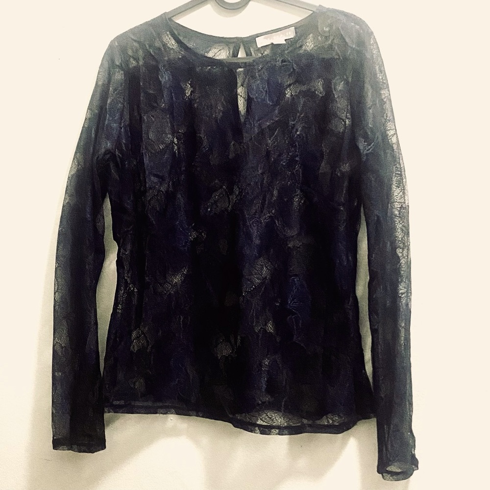 Chelsea 28 sheer ginkgo leaf lace blouse